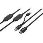 MediaRange Active Usb Extension Cable, 2x USB-A Plug To 1x USB-A Socket, 2x Repeater, Usb 3.0, 5 Gbps Data Transfer Rate, 15m, Black - (MRCS244)