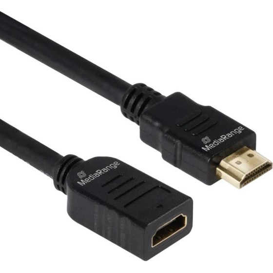 MediaRange HDMI� Premium High Speed Ethernet Extension Cable, 18 Gbps, Ver. 2.0, 4k@60Hz, HDR, 3D, ARC, 2.0m, Black - (MRCS256)