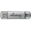 MediaRange Usb 3.2 Gen 1 Combo Flash Memory Drive With USB-A And USB-C(R), With Protective Caps, Silver, 1TB - (MR941-1)