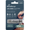 MediaRange Usb 3.2 Gen 1 Combo Flash Memory Drive With USB-A And USB-C(R), With Protective Caps, Silver, 256GB - (MR939-1)