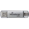 MediaRange Usb 3.2 Gen 1 Combo Flash Memory Drive With USB-A And USB-C(R), With Protective Caps, Silver, 512GB - (MR940-1)