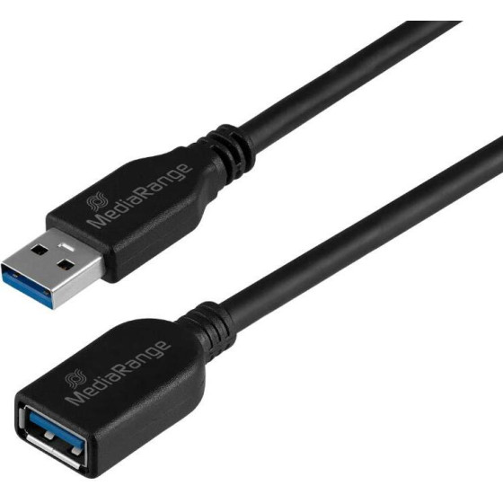MediaRange Usb Extension Cable, USB-A Plug To USB-A Socket, Usb 3.0, 5 GB/s Data Transfer Rate, 5m, Black - (MRCS241)