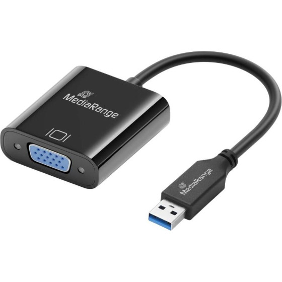 MediaRange USB-A 3.0 To Vga (HD15) Video Converter, 20cm, Black - (MRCS230)