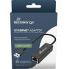 MediaRange USB-A Ethernet Adapter With RJ45 Port, 10/100/1000 Mbps, 20cm, Black - (MRCS238)