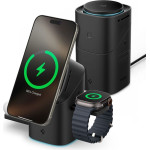 Spigen Essential EF223MS Qi2 Rotary Magnetic - 3-in-1 Magsafe Inductive Charger For iPhone, AirPods, And Apple Watch 15W (Black) - (ACH09542)