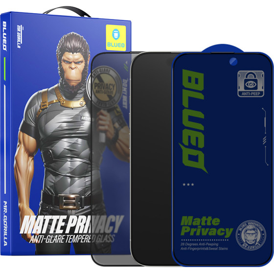 Blueo - Anti-Peep Privacy Glass - iPhone 15 Pro - Matte Black