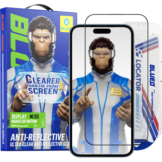 Blueo - Anti-Reflective HD Glass with Applicator Pro - iPhone 14 Pro - Black
