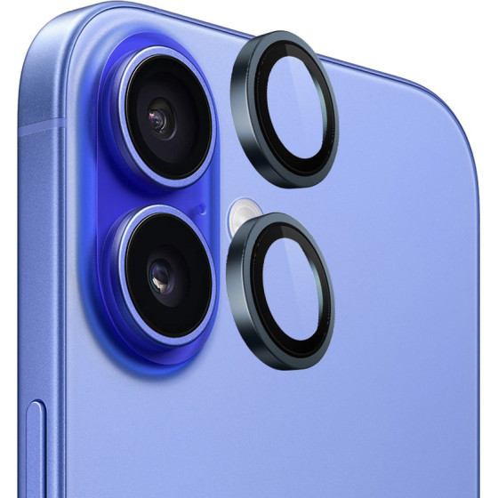 Blueo - Original Metal Frame Lens Protector (2 pack) - iPhone 16 / iPhone 16 Plus - Blue