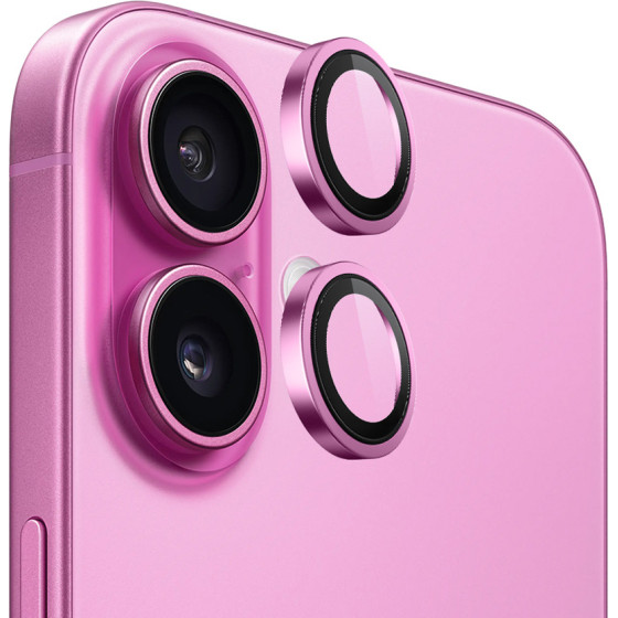 Blueo - Original Metal Frame Lens Protector (2 pack) - iPhone 16 / iPhone 16 Plus - Pink