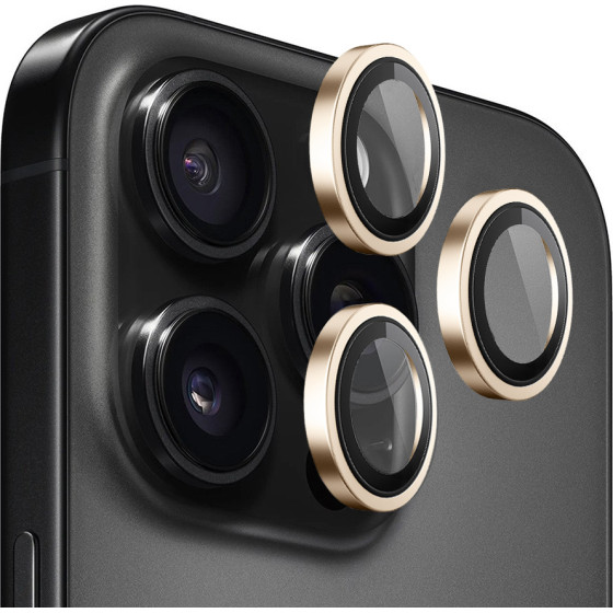 Blueo - Original Metal Frame Lens Protector (3 pack) - iPhone 13 Pro / iPhone 13 Pro Max - Golden
