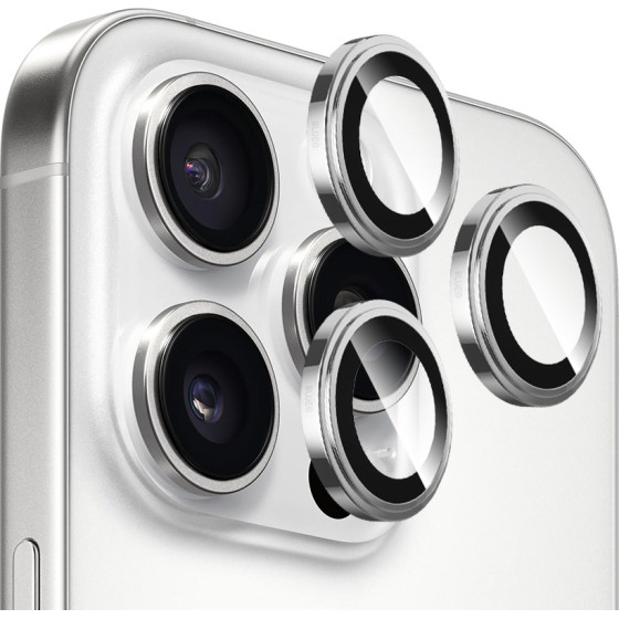 Blueo - Sapphire Crystal Original Lens Glass (3 pack) - iPhone 16 Pro / iPhone 16 Pro Max - Silver Titanium