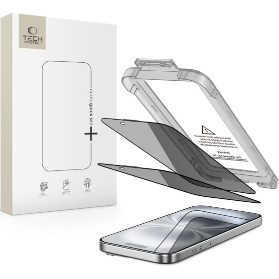 Tech-Protect Quick Set Spy+ Privacy Glass 2-Pack For Iphone 15 / 16 - (28458-0)