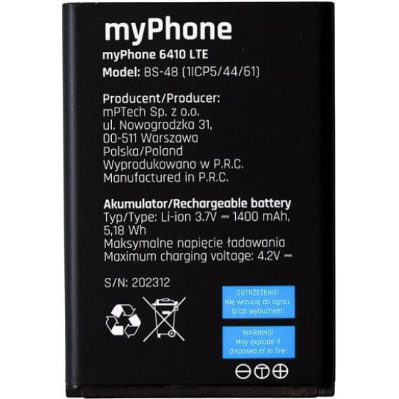 MYPHONE �������� 6410 Lte (Original) - (CZE005002)