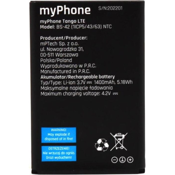MYPHONE �������� Tango 4G (Original) - (CZE004548)