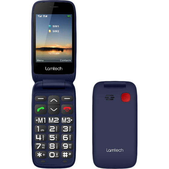 Lamtech Flip Phone 2.8' Display With BT, Fm RADIO, SOS, 1400 mAh, Gr Menu FLIP-X Blue - (LAM980640)