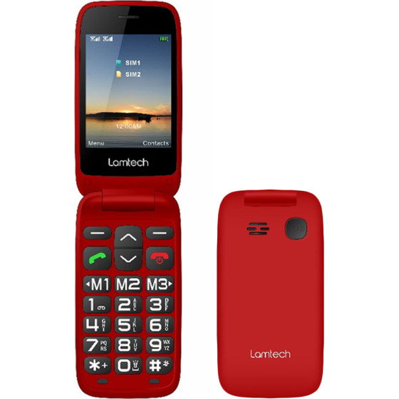 Lamtech Flip Phone 2.8' Display With BT, Fm RADIO, SOS, 1400 mAh, Gr Menu FLIP-X Red - (LAM980657)