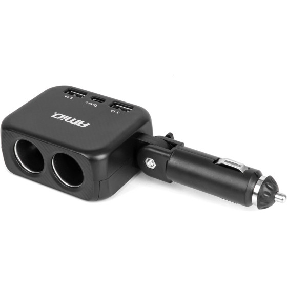 AMiO ���������� �������� 12/24V 100W ������/2 ������/1xUSB-A+1xUSB-C/���������� 180 ������ ���� - 1 ���. - (04357)