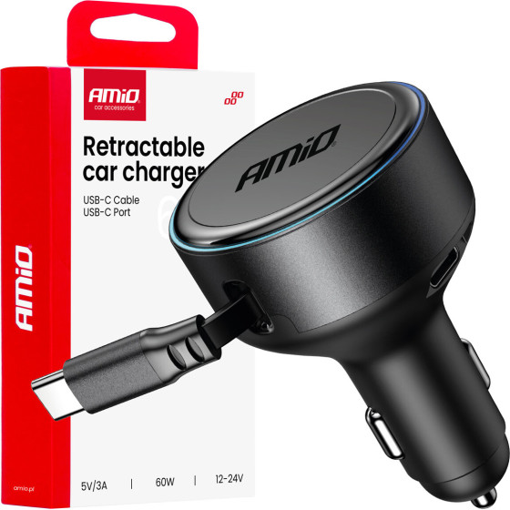 AMiO ��������� �������� 12/24V �� 1 ���� USB-C 60W 5V/3A ������� �������� �� ������������ ������� USB-C ���� - 1 ���. - (04368)