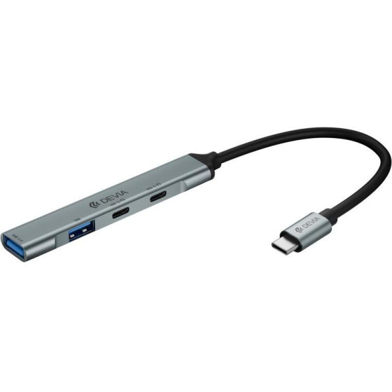 Devia Hub Usb C EC707 4 �� 1 2xUsb A & 2xUsb C Lite1 ���� - (129412, EC707)