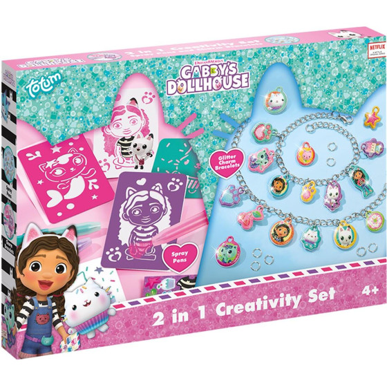 Totum: Gabbys Dollhouse - 2 In 1 Creativity Set Glitter Charm Bracelets & Spray Pens (TT420397)