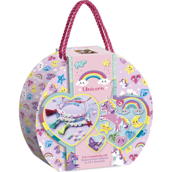 Totum: Unicorn - 2 In 1 Creativity Set Diamond Paint Magnets & A B C Bracelets (TT072213)