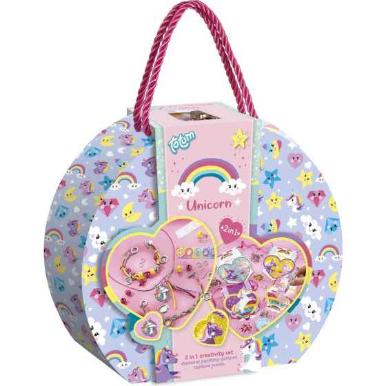 Totum: Unicorn - 2 In 1 Creativity Set Diamond Painting & Garland Rainbow Jewels (TT071506)