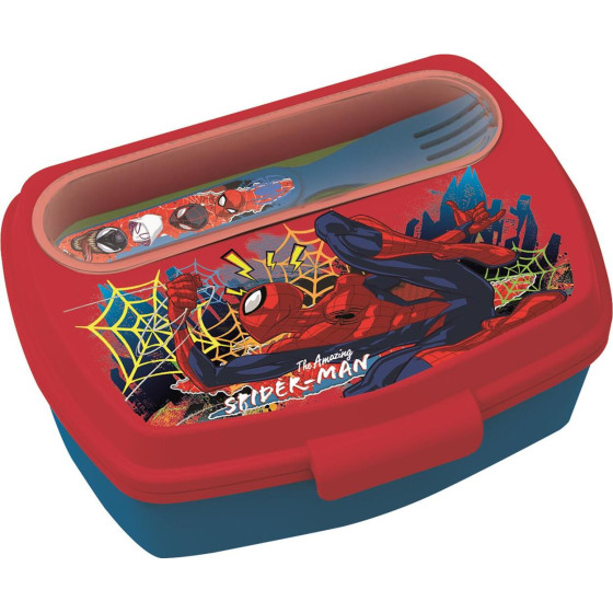 Stor: Marvel Spiderman Moving Target - Funny Sandwich Box With Cutlery (83509)