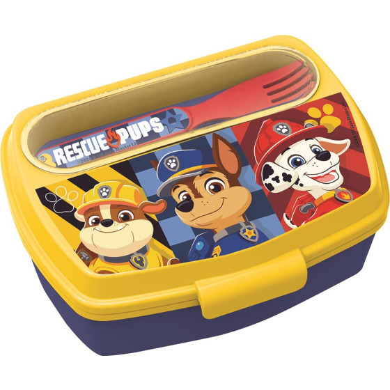 Stor: Paw Patrol Boy Rescue Pups - Funny Sandwich Box With Cutlery (81609)
