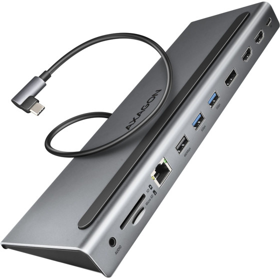 Axagon HMC-4KX3 Usb 3.2 Gen 1 Hub W. Dp + 2X Hdmi + GLAN, PD, 3X USB-A PORTS, Card READER, AUDIO