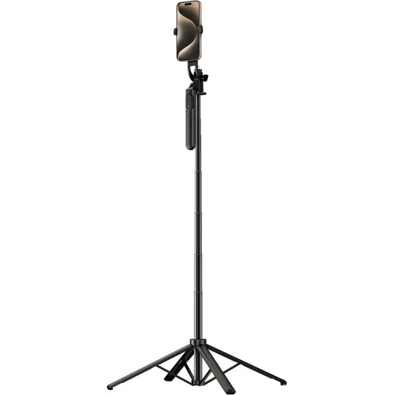 Hurtel Selfie Stick WH181-Y1S 1.75m Aluminum Alloy Telescopic Tripod With Phone Holder - Black 5907769360640