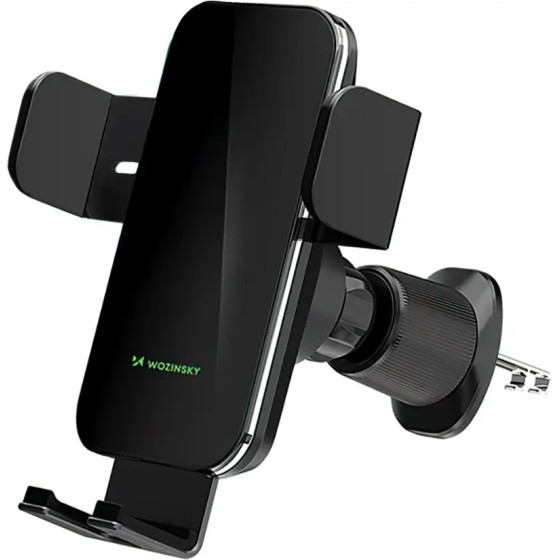 Wozinsky Clamp Car Holder With 15W Inductive Charger For Phone On The Air Vent - Black 5907769372537 - (WEDZ-3Y8S)