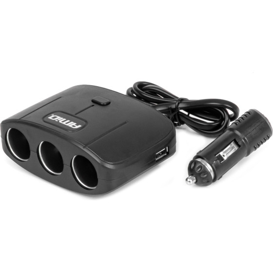 AMiO ���������� �������� 12/24V 100W ������/3 ������/2xUSB-A /������ ON-OFF/������� 70cm - 1 ���. - (04362)