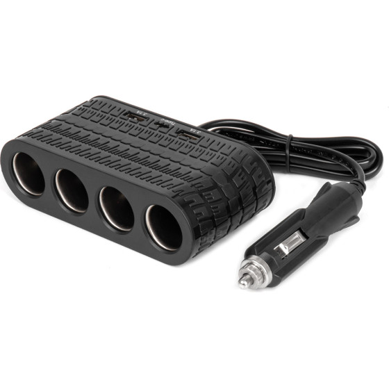 AMiO ���������� �������� 12/24V 120W ������ - 4 ������ - 2xUSB-A + 1xUSB-C - ������� 80cm - 1 ���. - (04367)