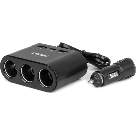 AMiO ���������� �������� 12/24V 120W ������/3 ������/2xUSB-A+1xUSB-C ������� ��������/������� 70cm - 1 ���. - (04361)