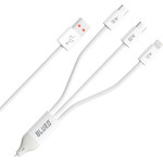 BLUEO - 3in1 Data Cable - USB-A To 2x Type-C, Lightning, Fast Charging, Braided - White