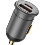 BLUEO - Car Charger - 1x USB, 1x Type-C, 35W, With Built-In Protections, For 12V To 24V Dc Socket, Matte Finish - Grey