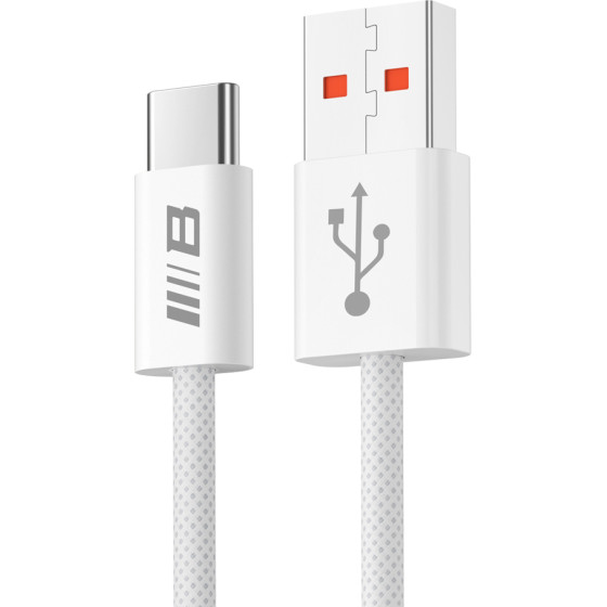 BLUEO - Data Cable - USB-A To Type-C, Braided, Fast Charging, 6A - White