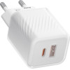 BLUEO - Wall Charger Dual Port - 1x USB, 1x Type-C, Gan Technology, Fast Charge, Elegant Finish, PD3.0, 35W - White