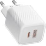 BLUEO - Wall Charger Dual Port - 1x USB, 1x Type-C, Gan Technology, Fast Charge, Elegant Finish, PD3.0, 35W - White