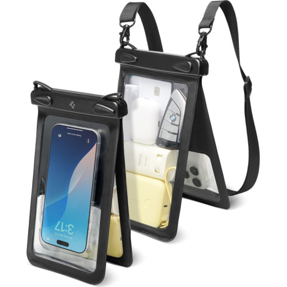 Spigen A603 Universal Waterproof Case - Waterproof Case For Smartphones Up To 6.9'' (Black) - (ACS09745)