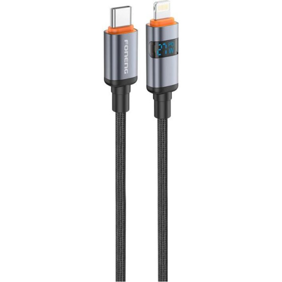 Foneng ������� �������� Usb 2.0 Power Display Aluminum Alloy Braided Usb C �� Lightning Pd 27W 1.2m ����� - (X116)