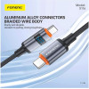 Foneng ������� �������� Usb 2.0 Power Display Aluminum Alloy Braided Usb C �� Usb C 60W 1.2m ����� - (X116)