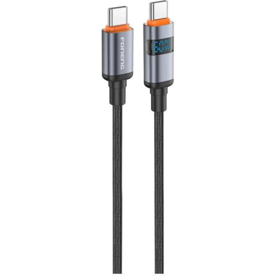 Foneng ������� �������� Usb 2.0 Power Display Aluminum Alloy Braided Usb C �� Usb C 60W 1.2m ����� - (X116)