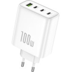 Foneng ��������� �������� ������� �������� �� �������� ����� Usb A & 3xUsb C Gan 100W 5A ����� - (GaN40-EU)