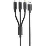 Foneng ������� �������� Usb 2.0 3in1 Usb A �� Micro Usb & Usb C & Lightning 3A 1.2m ����� - (XS07)