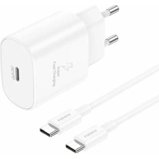 Foneng ��������� �������� ������� �������� �� ����� Usb C Gan 25W 3A & ������� Usb C �� Usb C 1m ����� - (EU51)