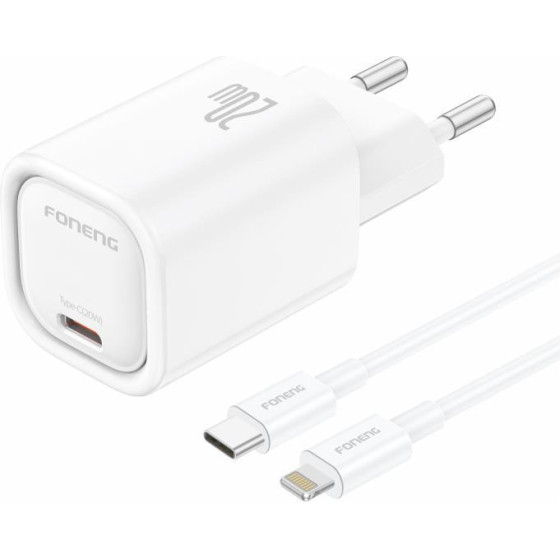 Foneng ��������� �������� ������� �������� �� ����� Usb C Pd 20W 3A & ������� Usb C �� Lightning 1m ����� - (EU69)
