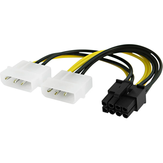 Powertech ������� Pcie 8pIn �� 2x Molex 3pIn 0.15m - (CAB-W051)