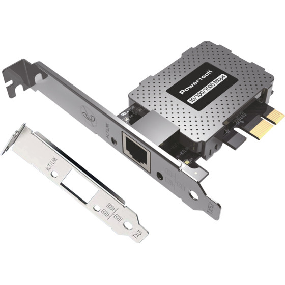 Powertech ����� ��������� ������� Pcie �� RJ45 1000MBps - (PT-1453)