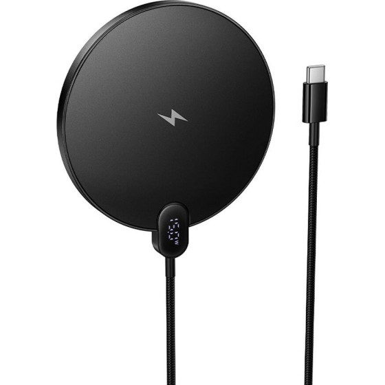 Hoco Wireless Charger CW62 15W With Cable Usb C And Digital Display black